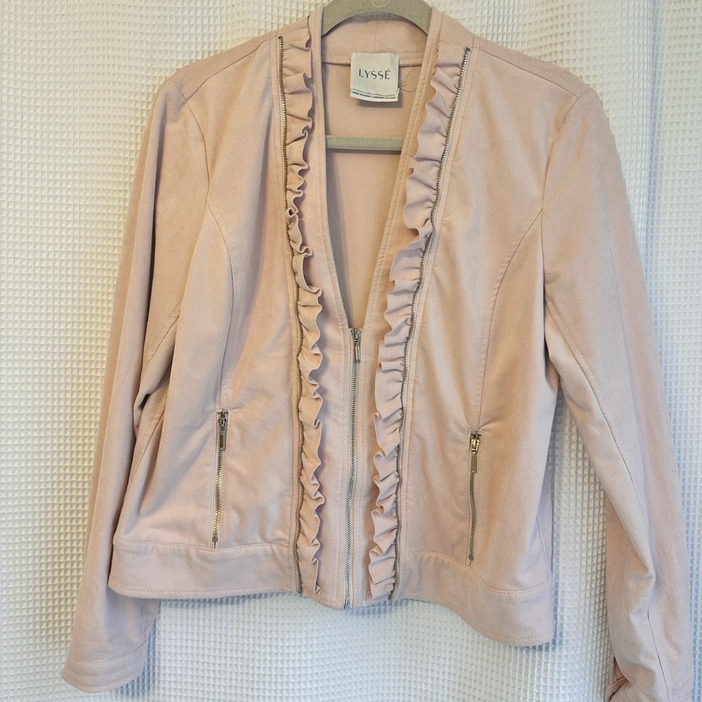Lysse Light Pink Ruffle Front Zip Jacket
